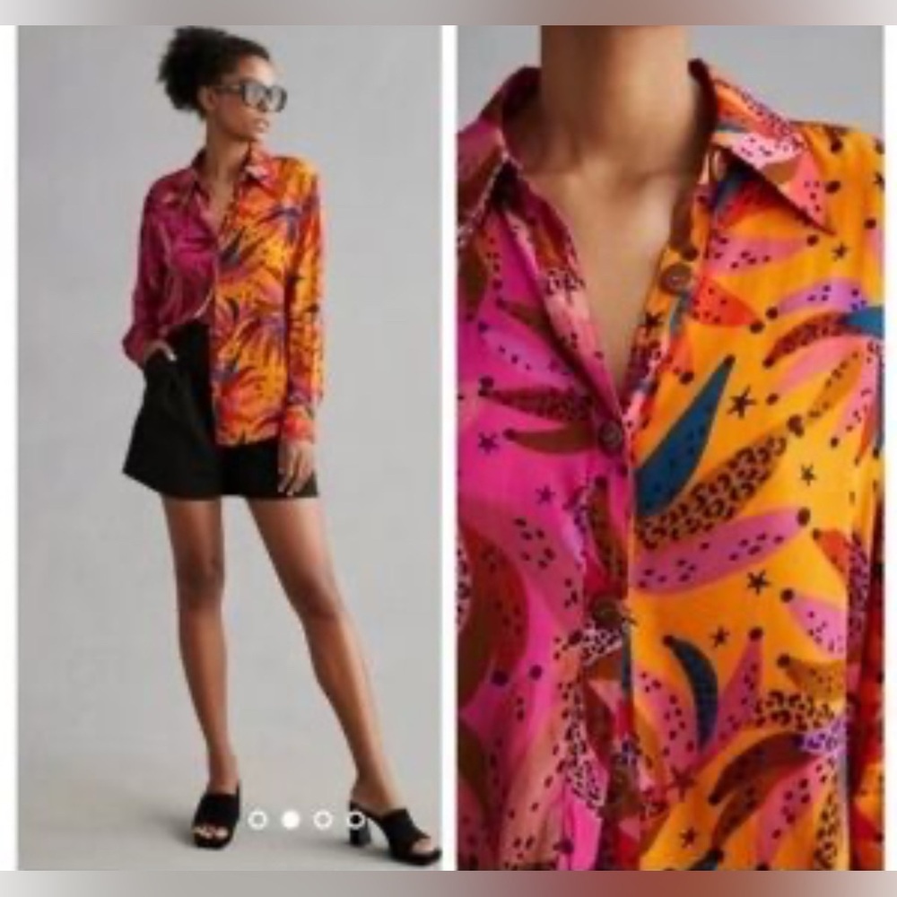 FARM Rio for Anthropologie Oversized tropical Button down .